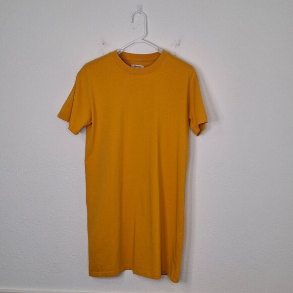 Madewell Dresses & Skirts - Madewell T-Shirt Dress Sz M Crew Neck Cotton Minimalist Neutral Basics Mustard